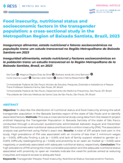 Food insecurity, nutritional status and socioeconomic factors in the transgender population: a cross-sectional study in the Metropolitan Region of Baixada Santista, Brazil, 2023