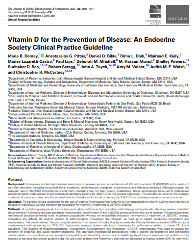 Vitamin D for the Prevention of Disease: An Endocrine Society Clinical Practice Guideline