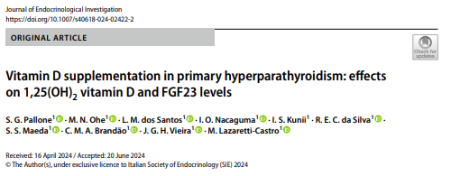 Vitamin D supplementation in primary hyperparathyroidism: efects on 1,25(OH)2 vitamin D and FGF23 levels