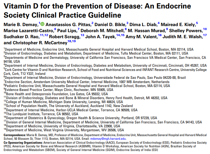 Vitamin D for the Prevention of Disease: An Endocrine Society Clinical Practice Guideline
